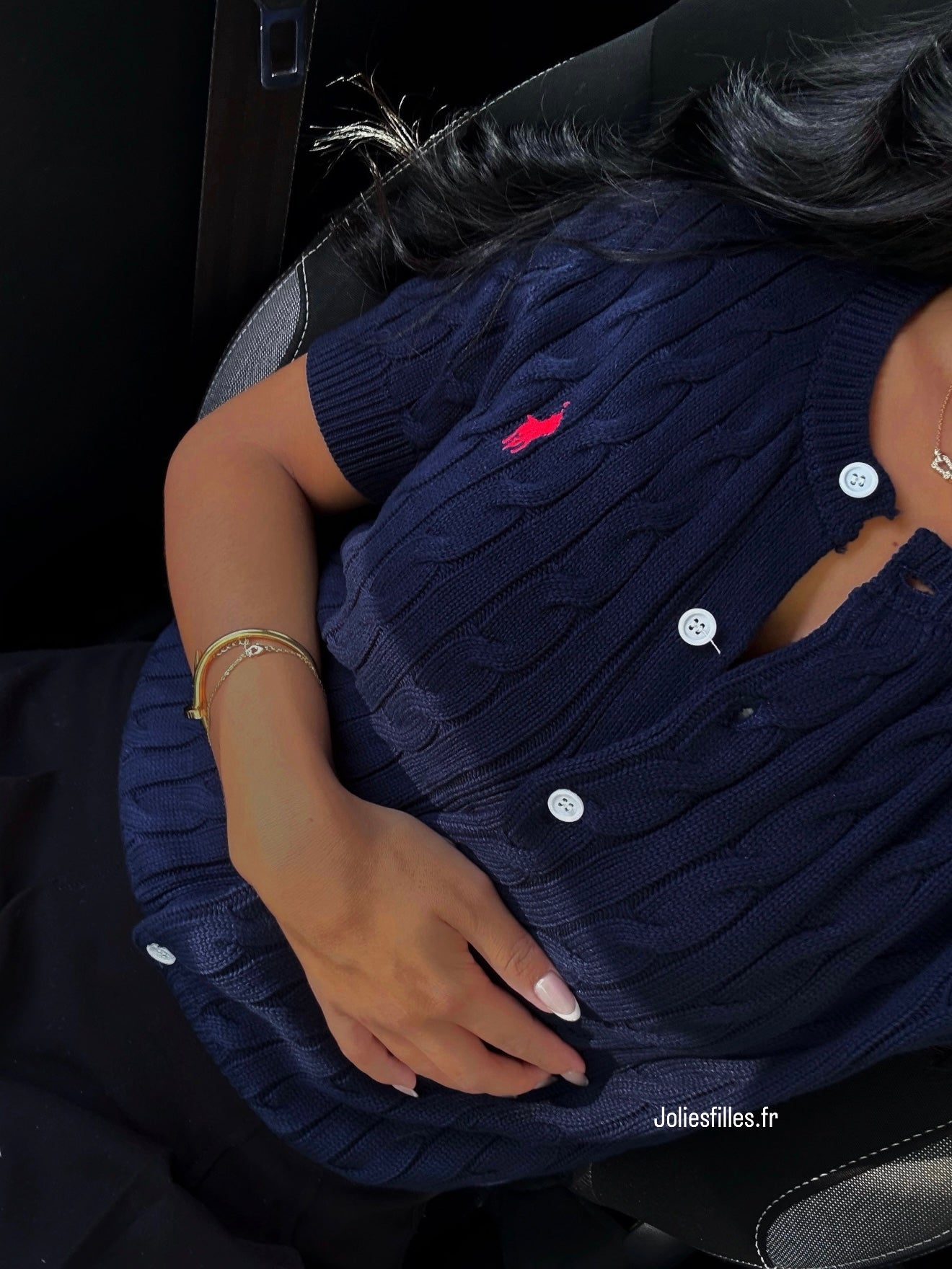 GILET EN COTON TORSADÉ BLEU MARINE