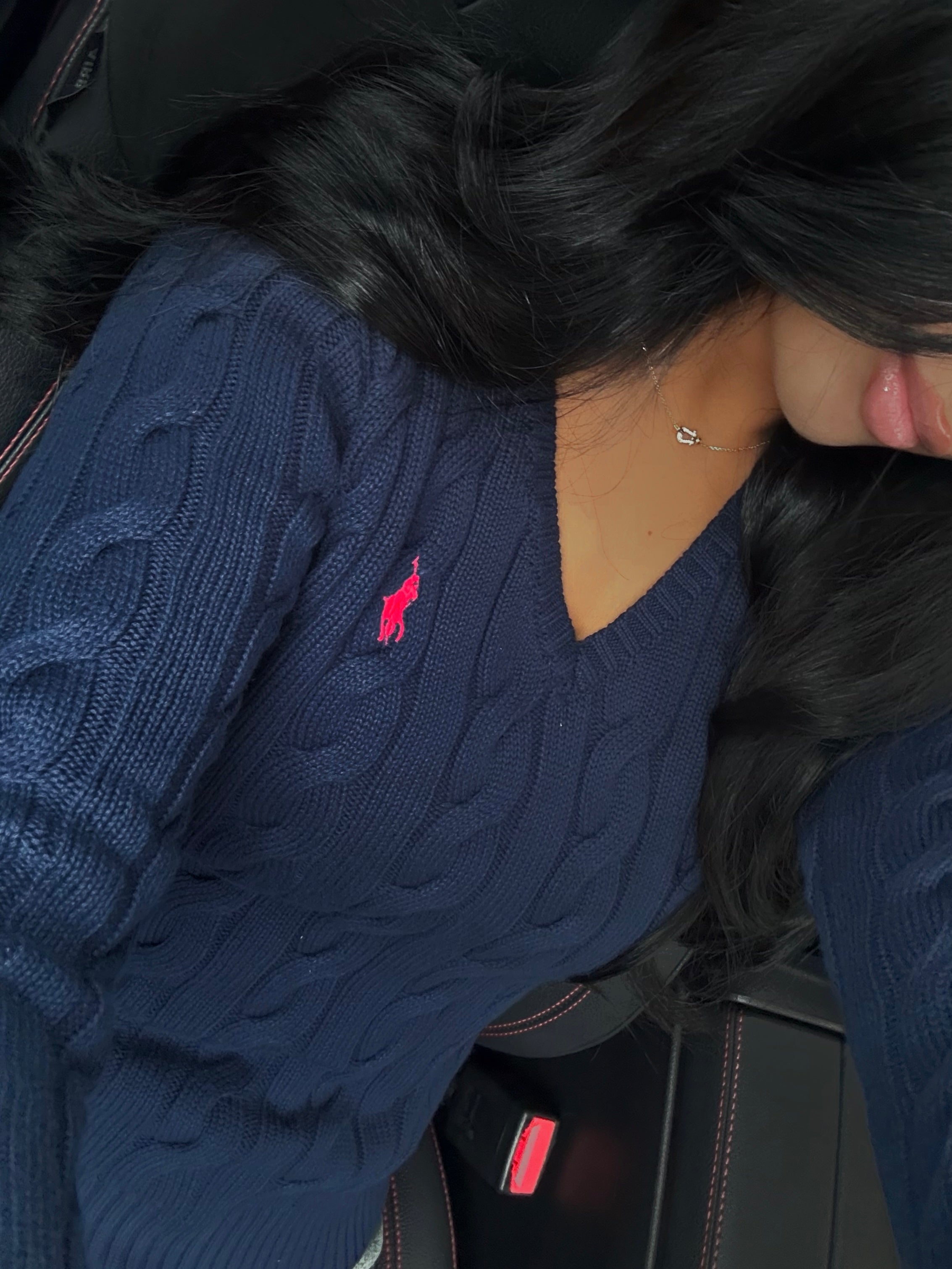 GILET EN COTON TORSADÉ MANCHE LONGUE BLEU MARINE