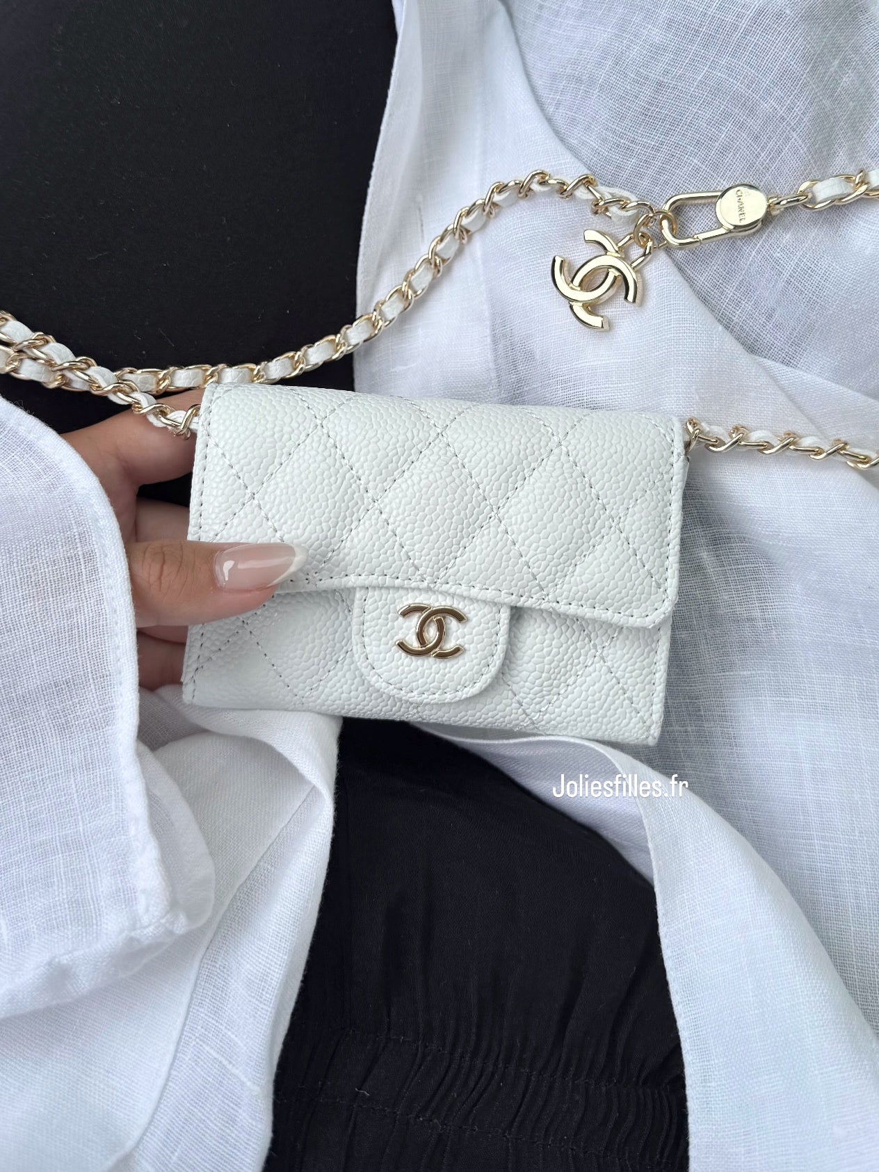 PORTE-CARTES BLANC À BANDOULIÈRE