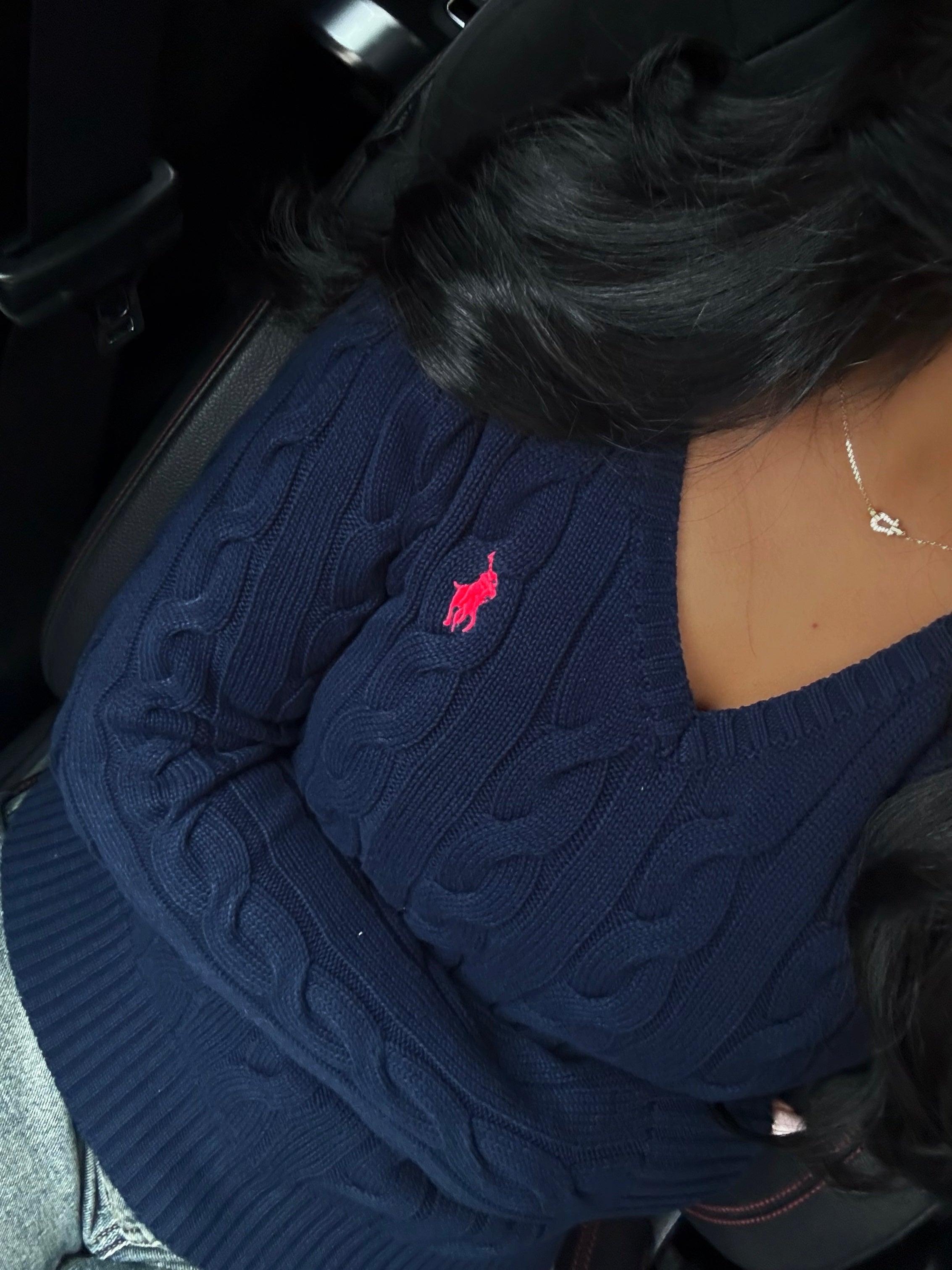 GILET EN COTON TORSADÉ MANCHE LONGUE BLEU MARINE