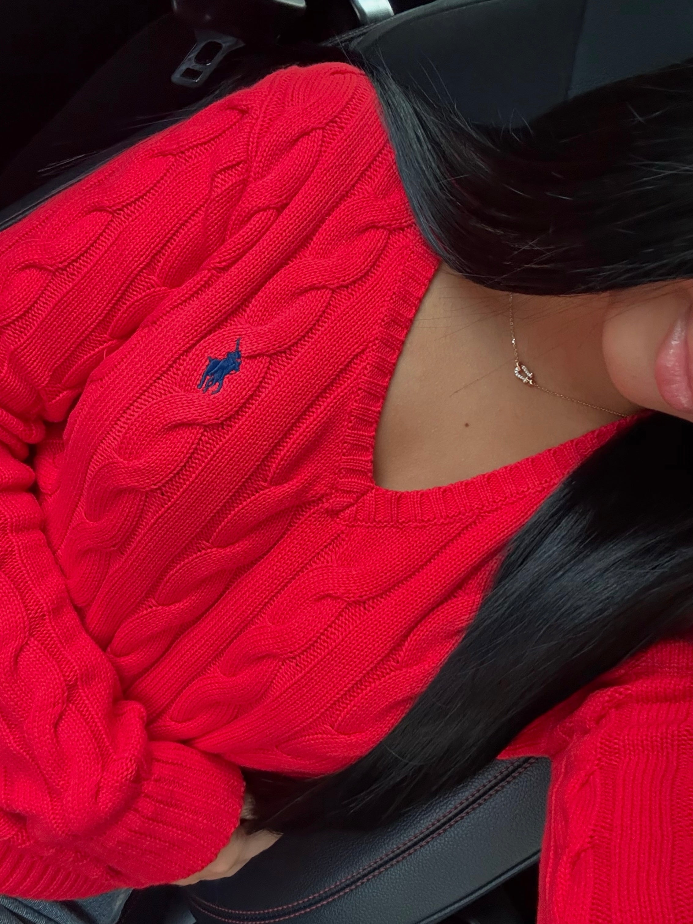 GILET EN COTON TORSADÉ MANCHE LONGUE ROUGE