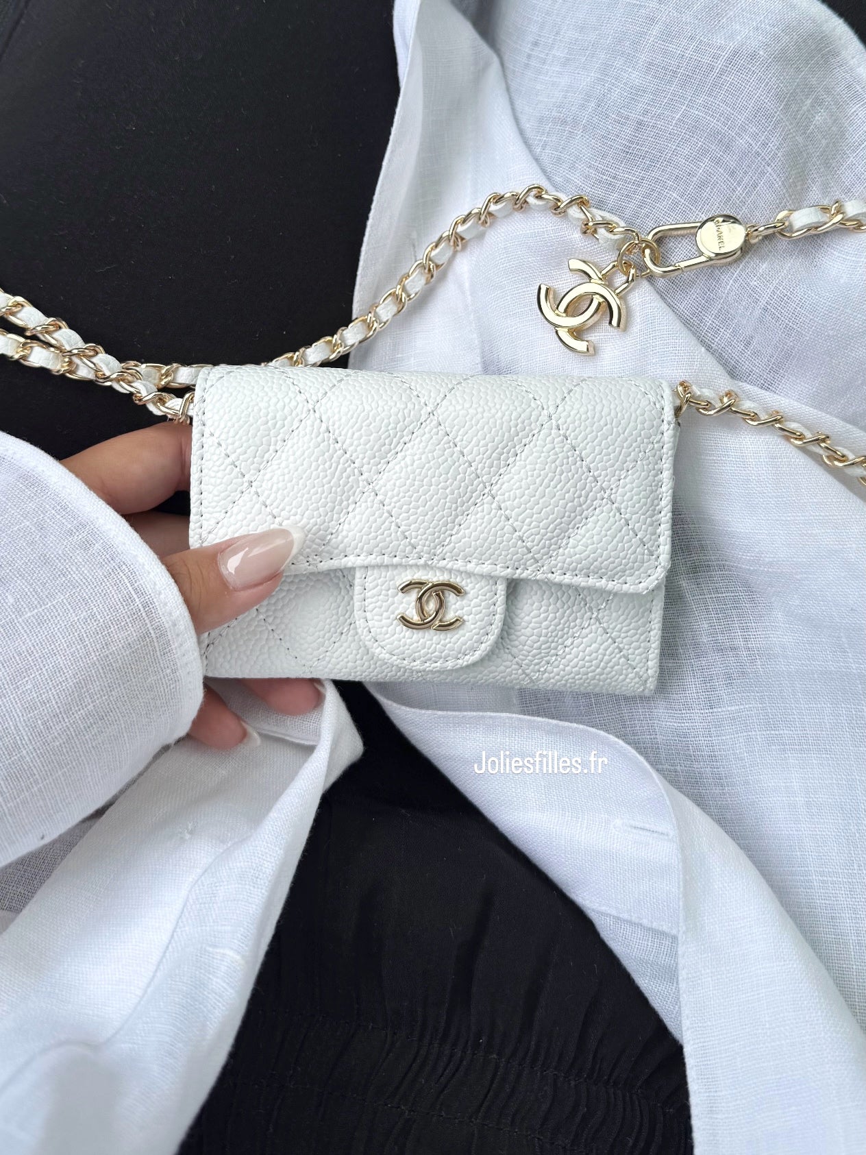 PORTE-CARTES BLANC À BANDOULIÈRE