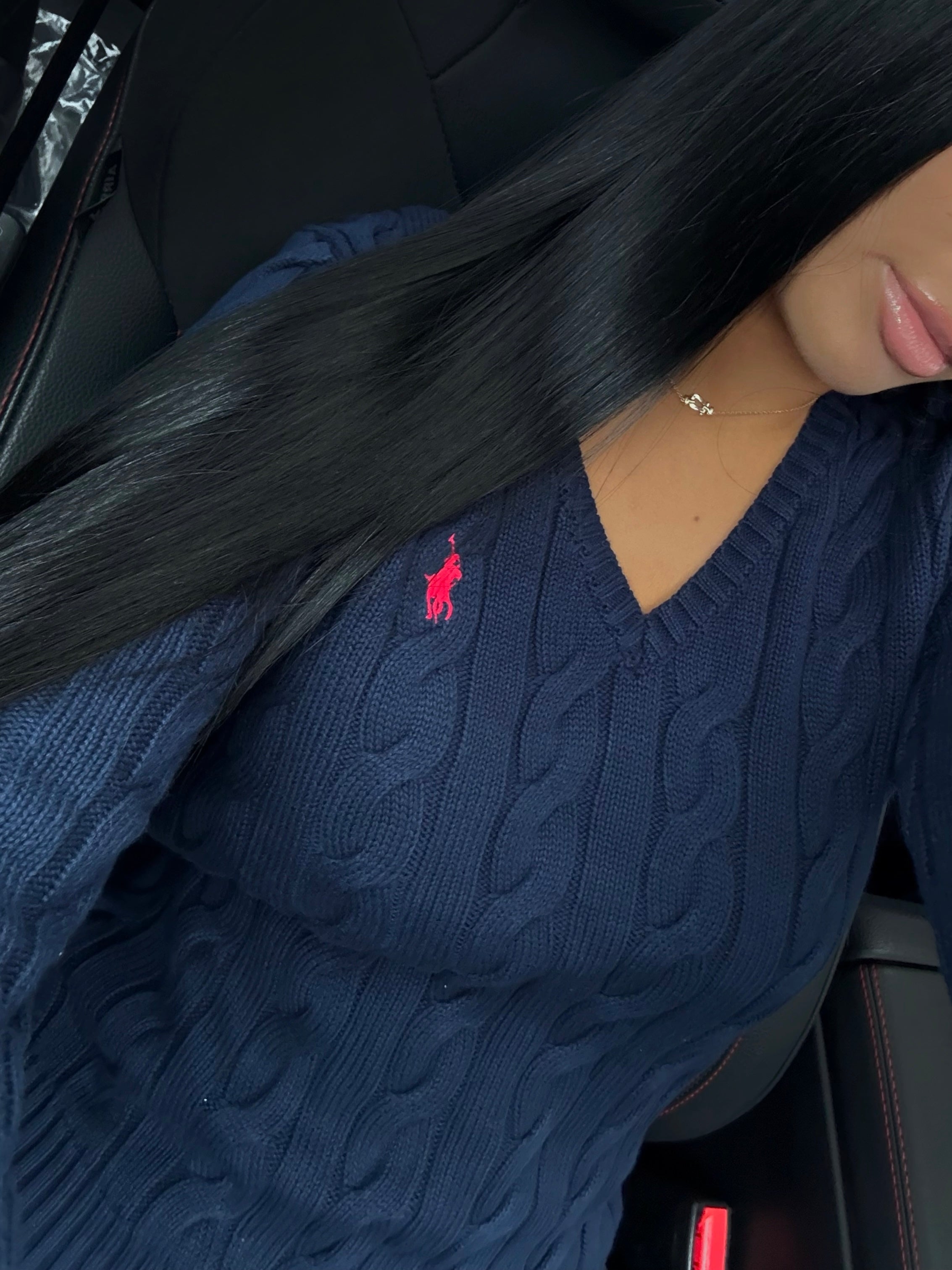 GILET EN COTON TORSADÉ MANCHE LONGUE BLEU MARINE