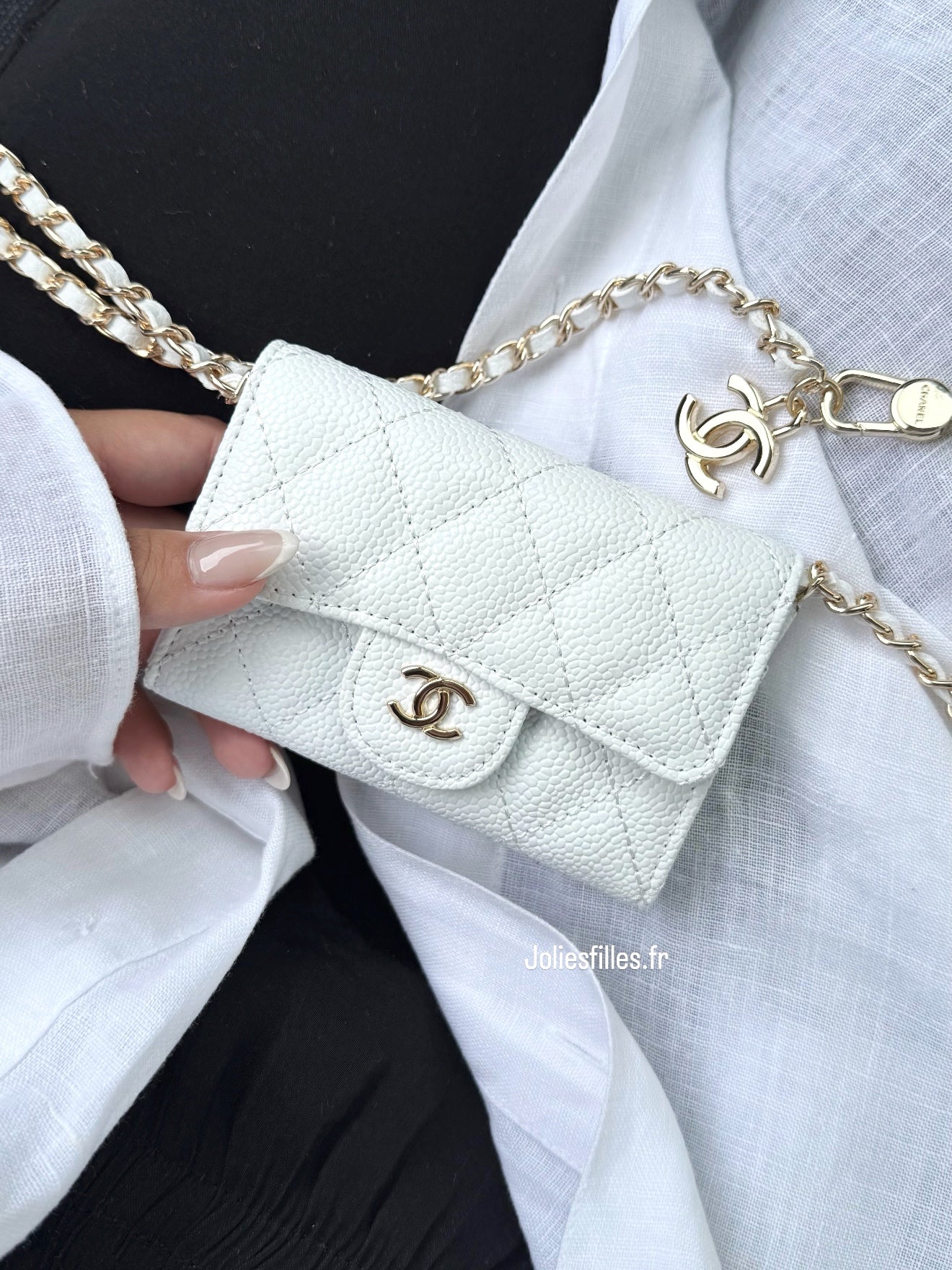 PORTE-CARTES BLANC À BANDOULIÈRE