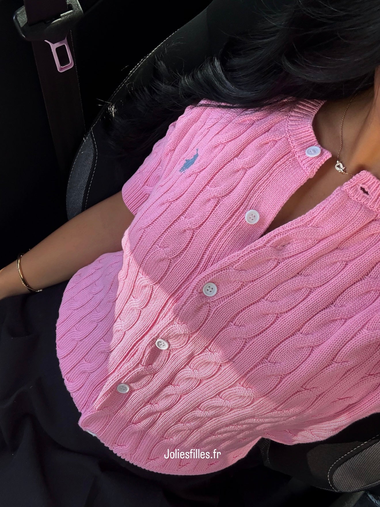 GILET EN COTON TORSADÉ ROSE