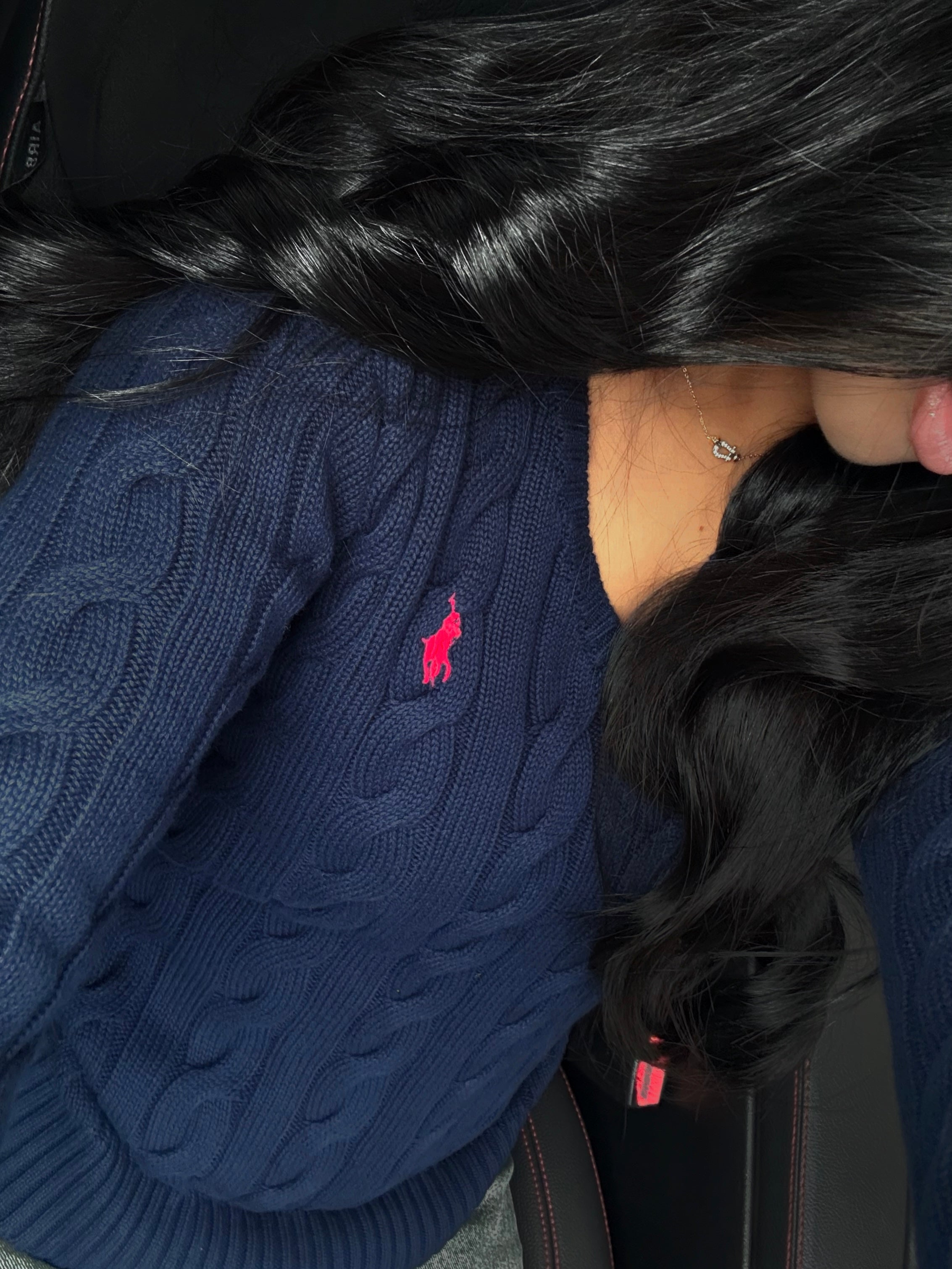 GILET EN COTON TORSADÉ MANCHE LONGUE BLEU MARINE