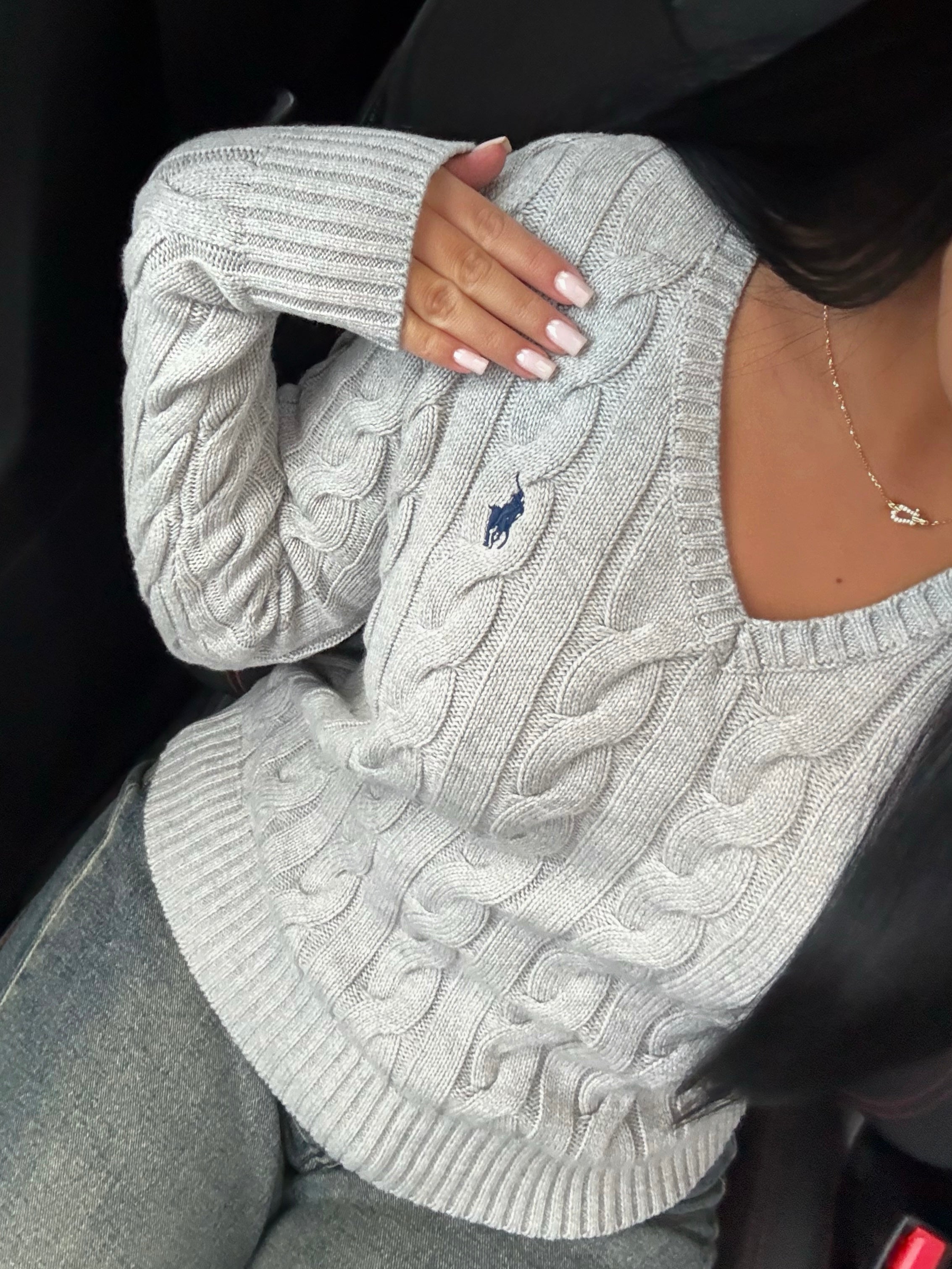 GILET EN COTON TORSADÉ MANCHE LONGUE GRIS