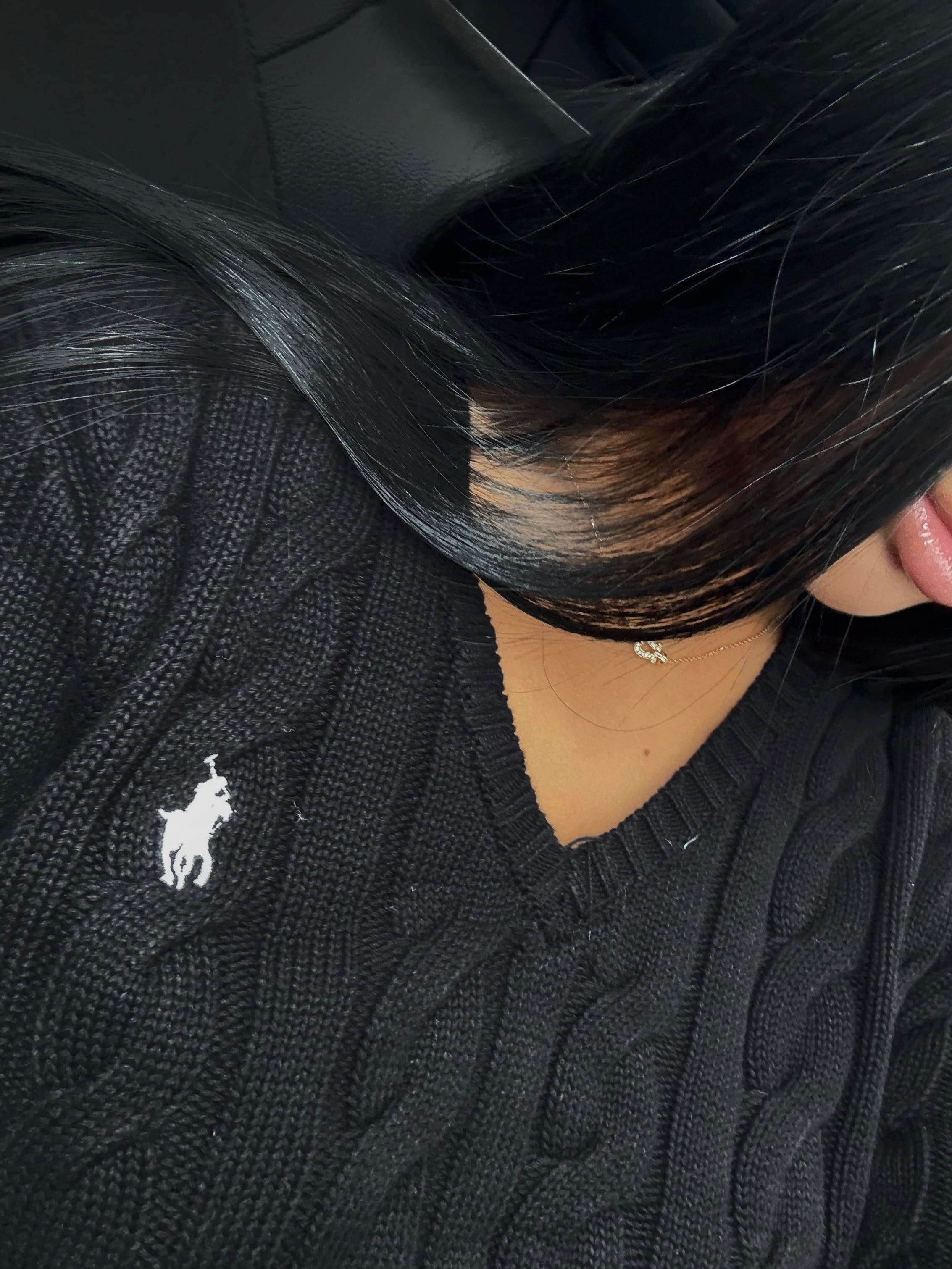 GILET EN COTON TORSADÉ MANCHE LONGUE NOIR