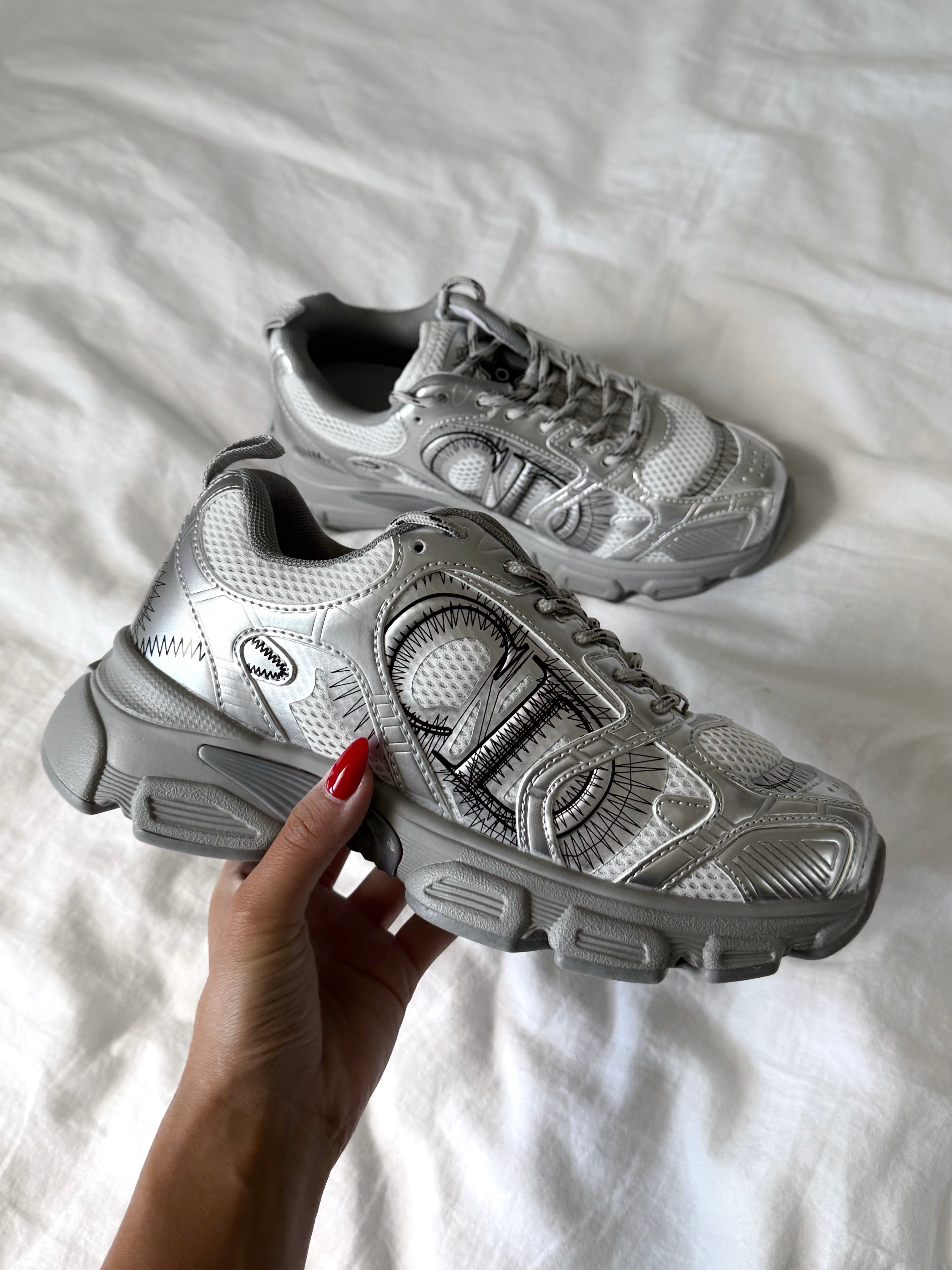 BASKET ARGENTÉ ET BLANCHE CD